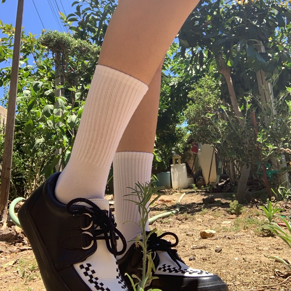 T.U.K. Unisex black and white creeper sneakers